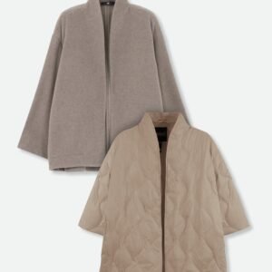 ELENA ITALIAN VIRGIN WOOL & GOOSE DOWN TWO PIECE COAT SET IN TAUPE