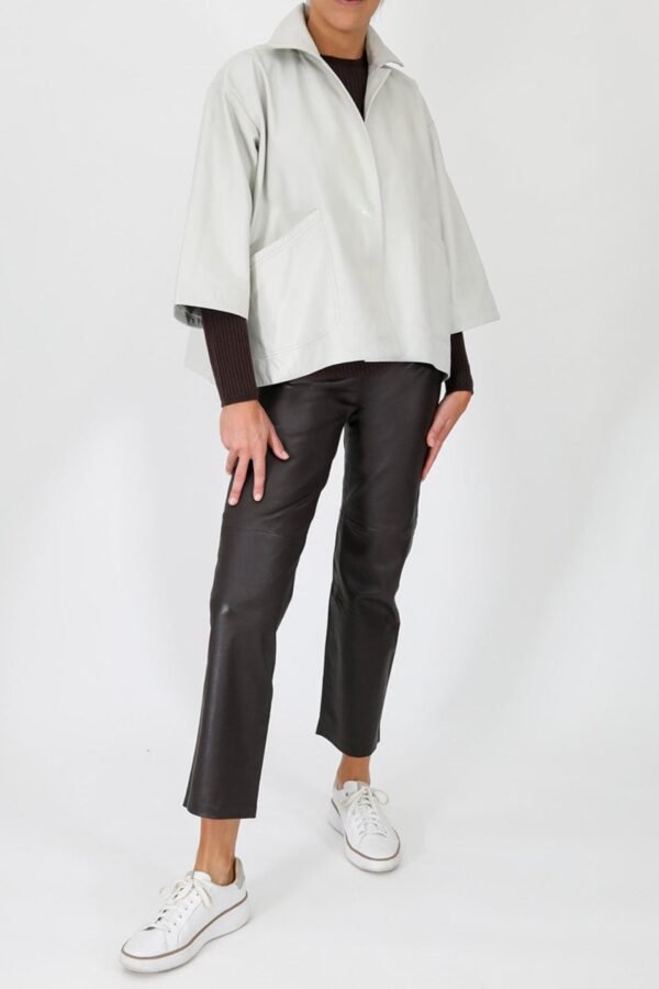 RIMINI LEATHER JACKET IN BONE BEIGE - Image 2