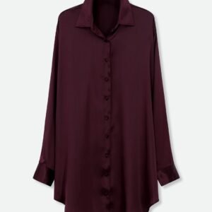 ZURI ONE-SIZE TUNIC IN SILK CHARMEUSE BORDEAUX